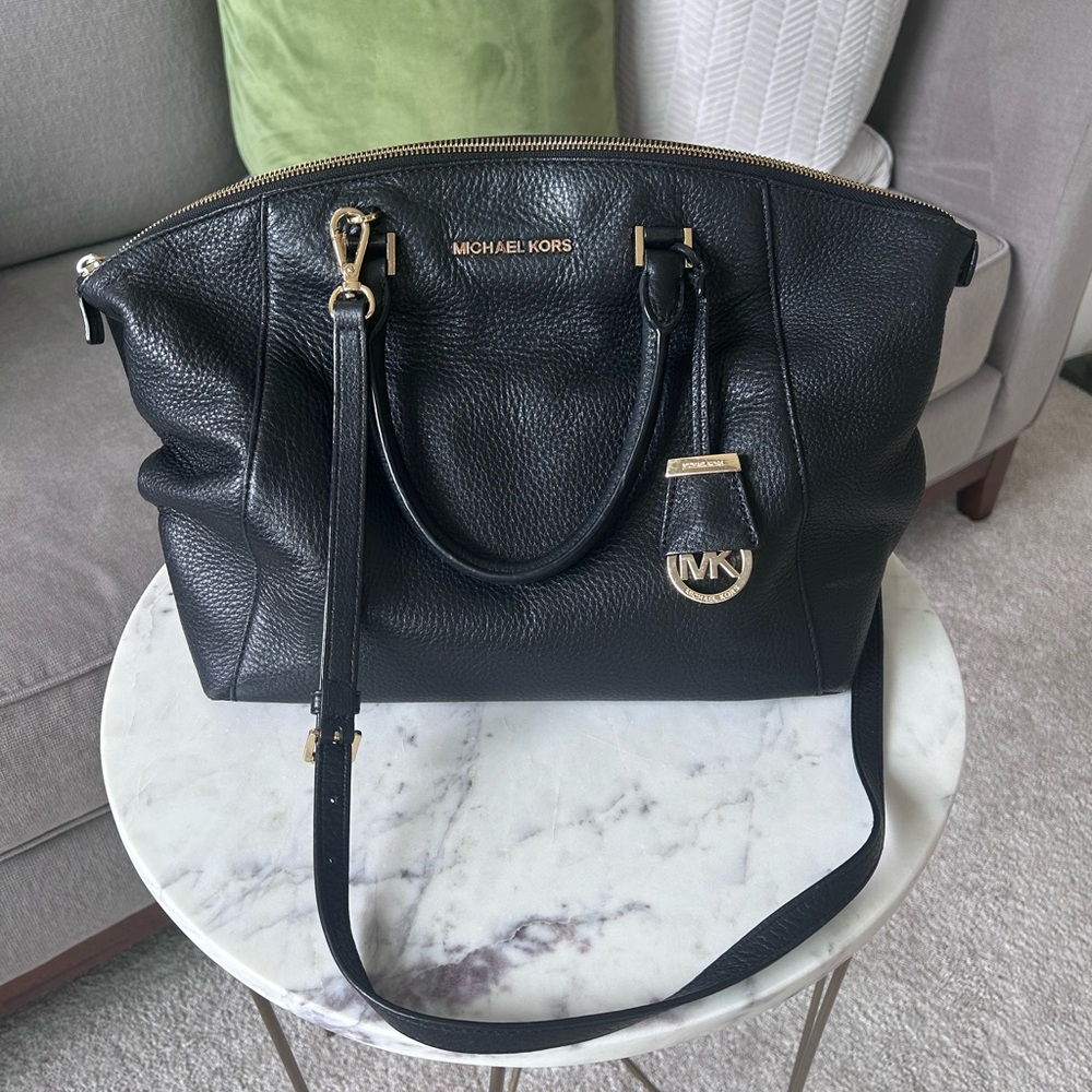 Michael Kors Black Pebbled Leather Shoulder Bag